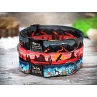 Hundehalsband Mit Metallschließe, Natur Muster Hundehalsbänder, Graviertes Für Kleine Mittelgroße Große Hunde Welpe von BudkaShop