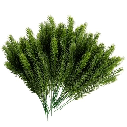 60pcs künstliche Kiefernzweige Weihnachtskiefernnadeln Grüne Pflanzen Gefälschte Grünkiefern Picks Weihnachtsdekorationen für DIY Girlandkranz Weihnachts -Verschönerung und Hausgartendekoration von Budstfee