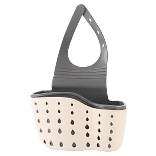 Budstfee Küchenschwammhalter, Küchenspüle Caddy Stehend oder hängender Schwammhalter mit verstellbarem Gurt Plastikarmatur Caddy Korb mit Abflusslöchern zum Trocknen von Budstfee