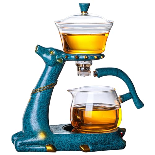 Budstfee Magnetischer Teekanne, magnetische Teekanne hoher Borosilikat -Glas -Teekanne mit Infuser -Hirsch -Basis Automatisch Tee Set Elegant hitzebeständige Glas -Teekanne für Home Office Teaehouse von Budstfee