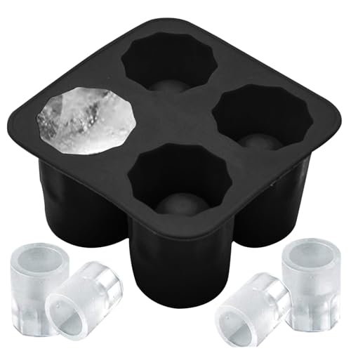 Ice Shipglasform, Silikon-Schuss-Glasform, 4 Hohlräume rund eishrottglasform, wiederverwendbares Nicht-Schicht-Schokoladenbecher-Schimmelpilze hält jeweils 1 Unzen für Gefrierschrank-Cocktail-Whisky, von Budstfee