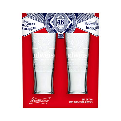 Anheuser-Busch Signature Glaswaren - Bierglas 2-teiliges Set - 473 ml Biergläser - Pint-Gläser Geschenkset Budweiser 2 Pack SIGNATURE von Budweiser