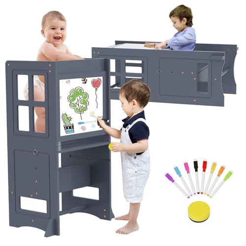 4 in 1 Küche Lernturm Kleinkind Küchenhocker Helper, Höhenverstellbar, Tritthocker für Kleinkinder 2 in 1 Umwandelbar Tisch Und Stuhl, Whiteboard für Kinder Küchentheke Badezimmer Waschbecken 4 in 1 Küche Lernturm Kleinkind Küchenhocker Helper, Höhenverstellbar, Tritthocker für Kleinkinder 2 in 1 Umwandelbar Tisch Und Stuhl, Whiteboard für Kinder Küchentheke Badezimmer Waschbecken von BueDeHai