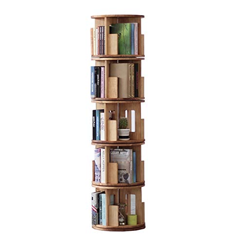 Bücherregale 360 ° drehbares Bilderbuchständer für Kinder Mehrschichtiges einfaches Lagerregal mit großer Kapazität (Color : Brown, Size : 4 Layers(136cm)) von Bücherregale