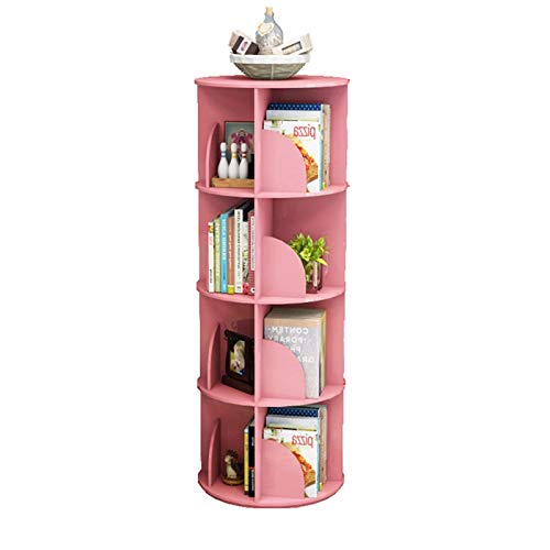 Bücherregale Drehbares 360-Grad-Bücherregal, 2/3 / 4Tier Tall Bookcase Shelf Storage Organizer, Modernes Schlafzimmer, Wohnzimmer Und Home Office (Color : Pink, Size : 40 * 40 * 128cm) von Bücherregale