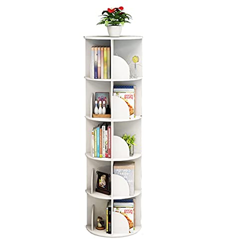 Bücherregale Weiße 360 ​​° rotierende 1-6 Schicht Eckbücherhäuser Wohnzimmer Runde Couchtischbibliothek auf dem Tisch Bodenregal (Color : Weiß, Size : 5 Layers (40 * 159cm)) von Bücherregale