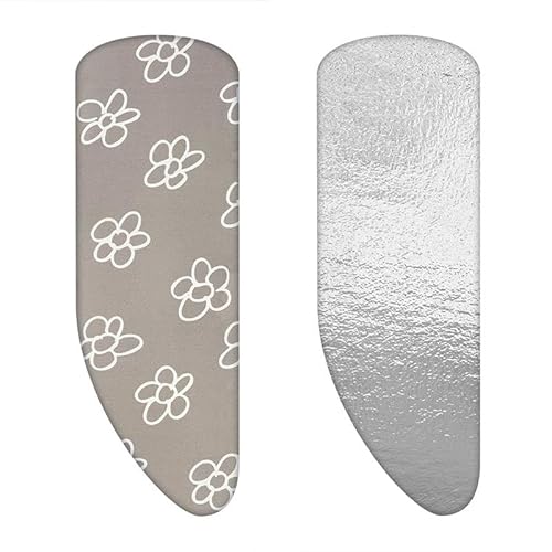 Set | Bügeltischbezug Asymmetrisch mit Unterlage (Farbe: Blumen Grau) (A-XXL, Dampf Molton) von Buegeltischueberzug.com