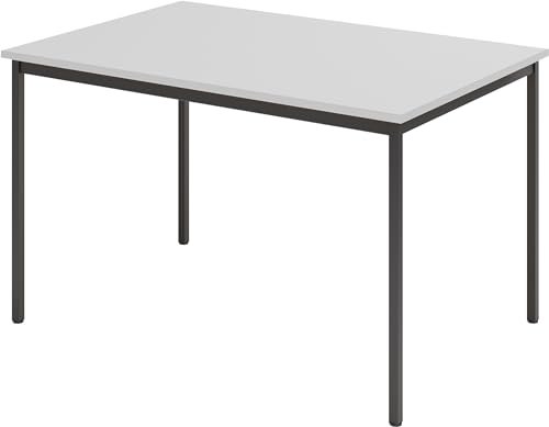 Bümö Tisch, Multifunktionstisch 120 x 80 cm in Grau/Schwarz - Besprechungstisch, Konferenztisch, Meetingtisch, Mehrzwecktisch, Pausentisch, Besprechungsraum, Meetingraum, Pausenraum von bümö