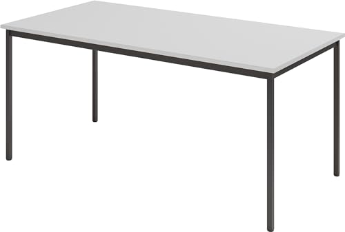 bümö Tisch, Multifunktionstisch 160 x 80 cm in Grau/Schwarz - Besprechungstisch, Konferenztisch, Meetingtisch, Mehrzwecktisch, Pausentisch, Besprechungsraum, Meetingraum, Pausenraum von bümö