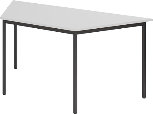 Bümö Trapez-Tisch, Multifunktionstisch 160 x 69 cm in Grau/Schwarz - Besprechungstisch, Konferenztisch, Meetingtisch, Mehrzwecktisch, Pausentisch für Besprechungsraum, Meetingraum von bümö
