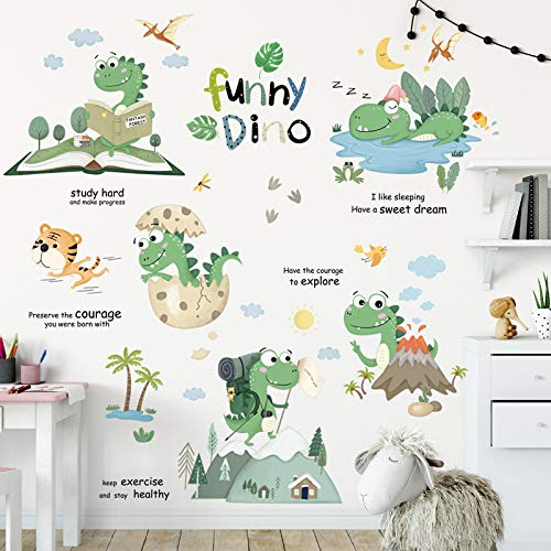 BuerHomie Wandtattoo Kinderzimmer Jungen groß, Dinosaurier Zahlen Wandaufkleber, Wanddeco für babyzimmer von Buer Homie