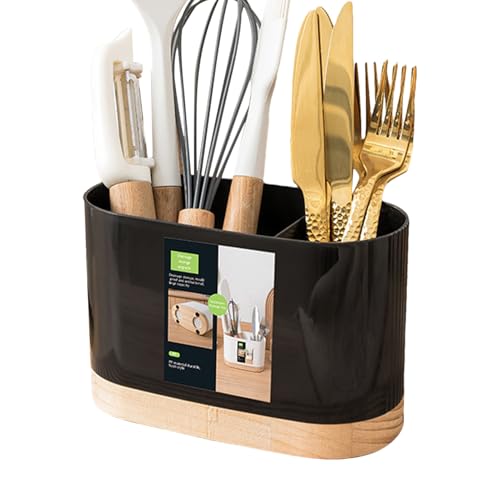 Buerfu Besteckhalter, Essstäbchen-Behälter, Aufbewahrung, Besteck-Abtropfgestell, Küchenutensilienhalter mit 2 Schlitzen zum Trocknen, Aufbewahren, Löffel, Gabel, Messer, Besteck Buerfu Besteckhalter, Essstäbchen-Behälter, Aufbewahrung, Besteck-Abtropfgestell, Küchenutensilienhalter mit 2 Schlitzen zum Trocknen, Aufbewahren, Löffel, Gabel, Messer, Besteck von Buerfu