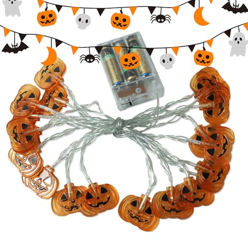 Buerfu Halloween Dekoration Kürbis Lichterkette - Kürbis Laternen Orange Deko Für Halloween,Batteriebetriebene Deko Für Garten Terrasse Fensterbank Baum von Buerfu
