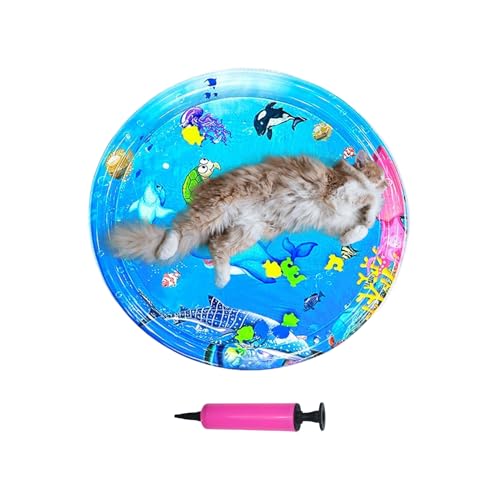 Buerfu Haustier Wasserspielmatte,Katzen Sensorik Wasser Fischmatte - Erfrischende Tierkühlmatte Mit Pumpe Für Heiße Alle Größen von Buerfu