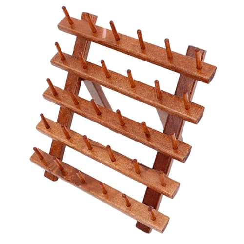 Buerfu Spulenhalter, Fadenhalter - Hölzerne Stickstätte Faden Rack 30 Spulen - Quilting Binding Crafting Faltbarer Organizer mit großer Kapazität mit Stabiler Basis für Fachkräfte von Buerfu