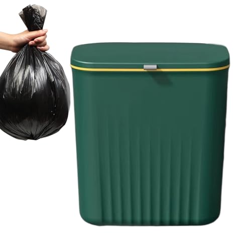 Buerfu Wandmontierter Abfalleimer | Abfallbehälter Mit Deckel - Geruchsneutraler Mülleimer Abfallbehälter Für Müll Badezimmer Wohnheim Küche Waschraum Büro Unter | Badezimmer Waschküche Küche Büro von Buerfu