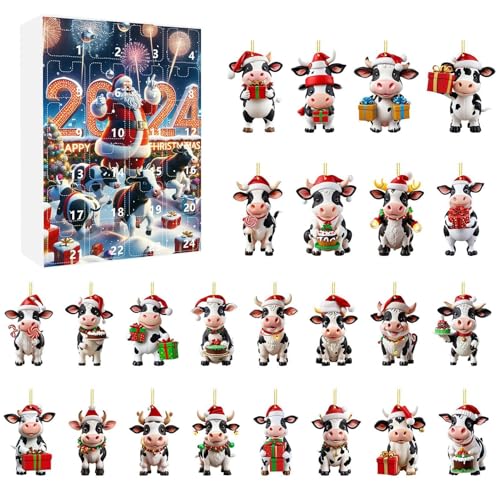 Buerfu Weihnachtsornament Adventskalender, 24 Türchen Hängbare Kuh Deko Countdown Kalender, 2D Acryl Festtagsanhänger für Lehrer Gemeindemitglieder Familienbindung Klassenraum Jugendliche Buerfu Weihnachtsornament Adventskalender, 24 Türchen Hängbare Kuh Deko Countdown Kalender, 2D Acryl Festtagsanhänger für Lehrer Gemeindemitglieder Familienbindung Klassenraum Jugendliche von Buerfu