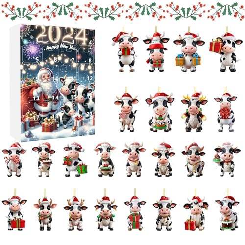 Buerfu Weihnachtsornament Adventskalender - 24 Türchen Hängbare Kuh Deko Countdown Kalender - 2D Acryl Wohnkultur Für Festtage Veranstalter Schulaktivitäten Familienzeit Kinder Pädagogen Buerfu Weihnachtsornament Adventskalender - 24 Türchen Hängbare Kuh Deko Countdown Kalender - 2D Acryl Wohnkultur Für Festtage Veranstalter Schulaktivitäten Familienzeit Kinder Pädagogen von Buerfu