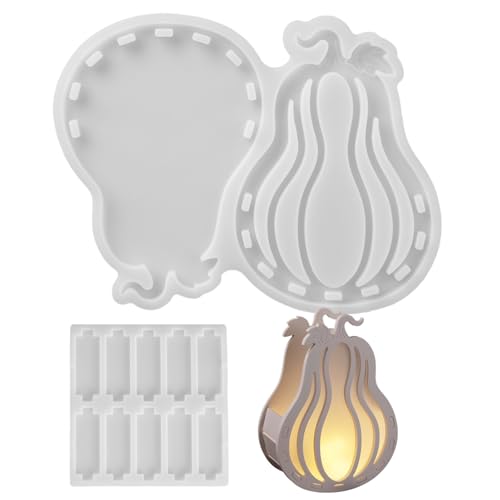Kürbis Silikonform Set, Halloween 3D Gießform Für Kerzen Aus & Gipsfiguren,Kerzenhalter Gießform Herbst Gipsformen Zum Gießen Für D-iy Handwerk von Buerfu