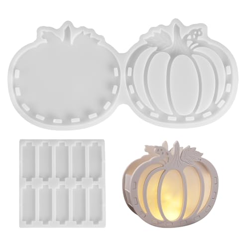 Kürbis Silikonform Set, Halloween 3D Gießform Für Kerzen Aus & Gipsfiguren,Kerzenhalter Gießform Herbst Gipsformen Zum Gießen Für D-iy Handwerk von Buerfu