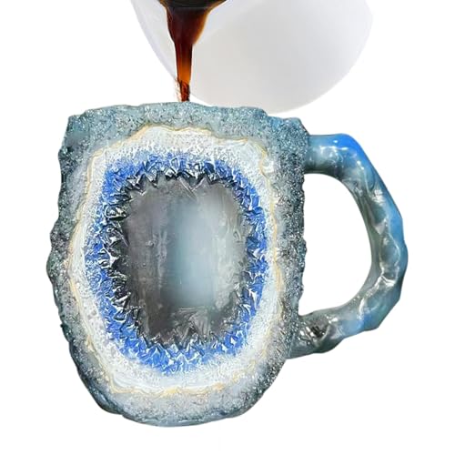 Mineralkristall Kaffee Becher,300ml Natürlicher Mineral Kristall Tassen, Mineral Crystal Kaffeetasse, Kaffeetassen Mit Henkel Für Milchtee, Heiße Schokolade von Buerfu