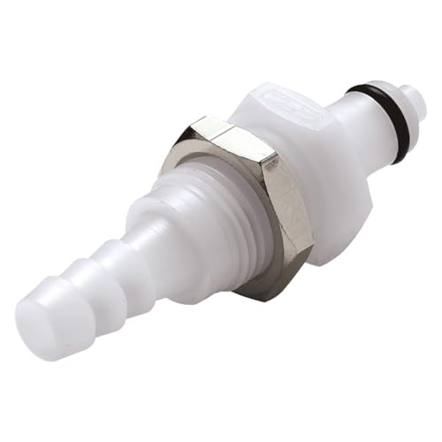 Bürkle POM Schnellverschluss-Kupplungen mit Schlauchtülle für Plattenmontage, mit Ventil, NW 3.2 mm, Mutterteil, 1.6mm Schlauchinnendurchmesser, 36 mm Länge von Bürkle