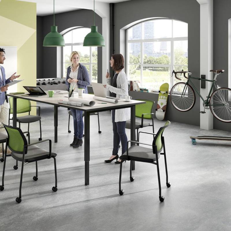 Höhenverstellbarer Schreibtisch / Besprechungstisch 4-Fuß PROFI bis 90cm Tischbreite | bis 118 cm Arbeitshöhe | bis 200 cm Tischbreite | 20 Farben von Büromöbel Plus