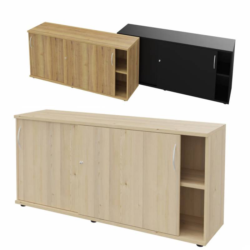 Schiebetürenschrank | Aktenschrank | Sidebord | Büroschrank 2OH x 1600 mm breit + Schrankserie Profi von Büromöbel Plus