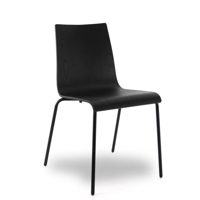 Stapelstuhl | Designerstuhl | Schwarz | Holzschale Eiche - auf Rechnung kaufen von Büromöbel Plus