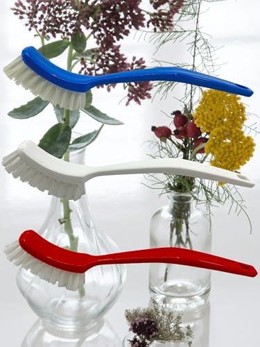 3 x MAAJ Set FLASCHENBÜRSTE (blau+Weiss+rot) SPÜLBÜRSTE SCHMAL LANG GEBOGEN - Made IN Germany von Bürstenfabrik - MADE IN GERMANY