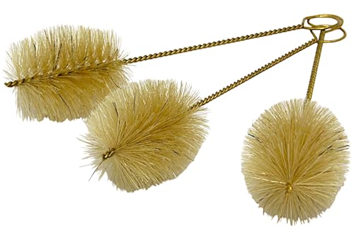 3X Set MAAJ WEIHWASSERPINSEL MIT NATURBORSTEN Griff AUS Messing-DRAHT GOLDFARBIG - Made IN Germany von Bürstenfabrik - MADE IN GERMANY