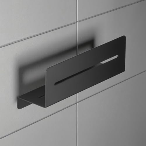 Bürstenking Duschablage ohne Bohren Schwarz-Matt 30 cm – Befestigung durch Schrauben oder Kleben – Aluminium inkl. Befestigungsmaterial und Profi-Kleber – Ordentliche Aufbewahrung für Badutensilien von Bürstenking