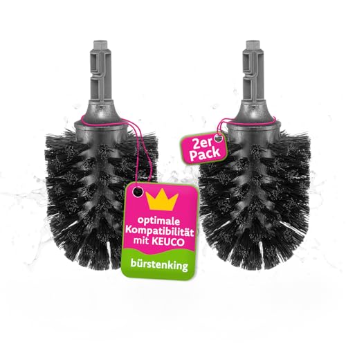 Bürstenking WC Ersatzbürstenkopf, 69 mm, Toilettenbürstenkopf Set passend für Keuco WC-Garnituren, Borsten Ersatzklobürstenkopf, 2 Stück, schwarz von Bürstenking