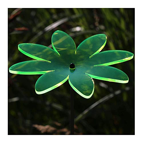 Plexiglas® Sonnenfänger Blüte Blume 14cm neon transparent fluoreszierend wetterfest, inkl. 100cm Schwingstab, Farbe:Neonorange von Bütic GmbH