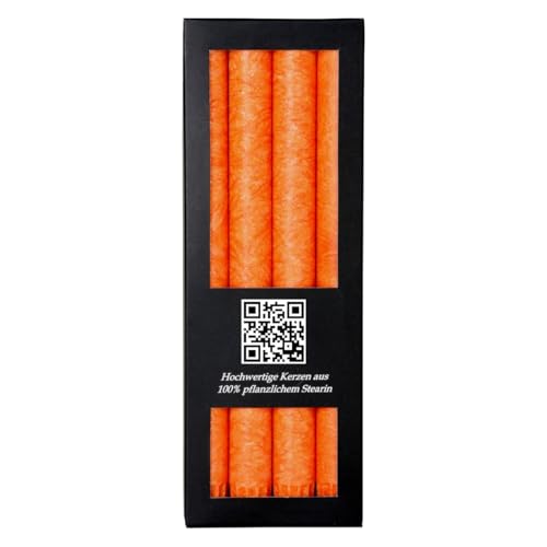 Bütic GmbH 4 Stearin Stabkerzen durchgefärbt 250mm x Ø 22mm - Marmorierte Kerzen mit rückstandsfreiem Abbrand, 10h Brenndauer, rußarm, geruchsneutral, Farbe:Orange Bütic GmbH 4 Stearin Stabkerzen durchgefärbt 250mm x Ø 22mm - Marmorierte Kerzen mit rückstandsfreiem Abbrand, 10h Brenndauer, rußarm, geruchsneutral, Farbe:Orange von Bütic GmbH
