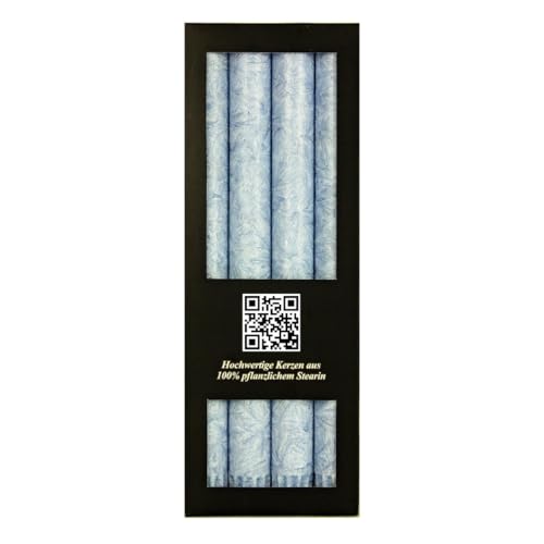 Bütic GmbH 4 Stearin Stabkerzen durchgefärbt 250mm x Ø 22mm - Marmorierte Kerzen mit rückstandsfreiem Abbrand, 10h Brenndauer, rußarm, geruchsneutral, Farbe:Taubenblau Bütic GmbH 4 Stearin Stabkerzen durchgefärbt 250mm x Ø 22mm - Marmorierte Kerzen mit rückstandsfreiem Abbrand, 10h Brenndauer, rußarm, geruchsneutral, Farbe:Taubenblau von Bütic GmbH