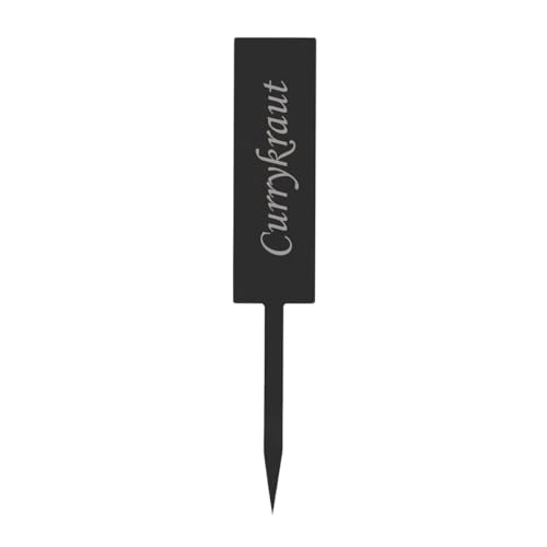 Bütic GmbH Acrylglas Pflanzschilder Stab grau transparent - Gartenstecker, Kräuter-Stab, Pflanzenstecker - Auswahl + Wunschname - wetterfest und elegant, Pflanzenname:Currykraut von Bütic GmbH