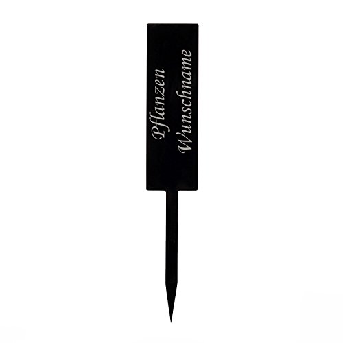 Bütic GmbH Acrylglas Pflanzschilder Stab schwarz - Gartenstecker, Kräuter-Stab, Pflanzenstecker - Auswahl + Wunschname, Pflanzenname:Wunschname von Bütic GmbH