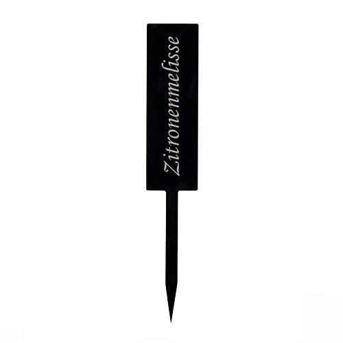 Bütic GmbH Acrylglas Pflanzschilder Stab schwarz - Gartenstecker, Kräuter-Stab, Pflanzenstecker - Auswahl + Wunschname, Pflanzenname:Zitronenmelisse von Bütic GmbH