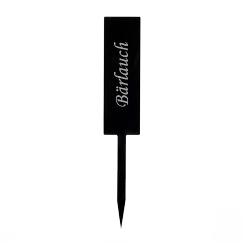Bütic GmbH Acrylglas Pflanzschilder Stab schwarz - Gartenstecker, Kräuter-Stab, Pflanzenstecker - Auswahl + Wunschname - wetterfest und elegant, Pflanzenname:Bärlauch von Bütic GmbH