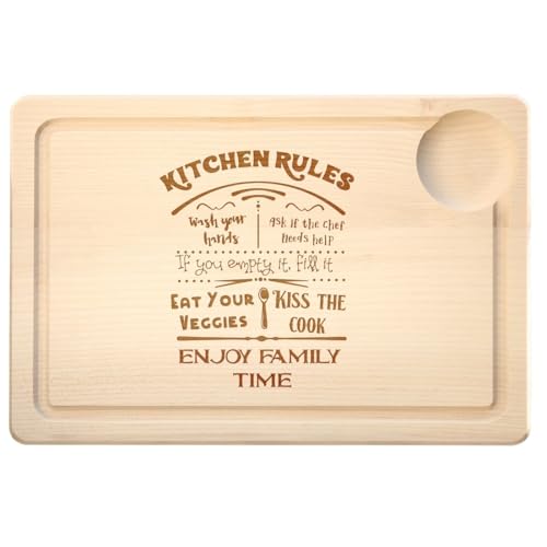 Bütic GmbH Graviertes Schneidebrett, Holzbrett mit Grill, Country und Küchen Motiven in verschiedenen Größen, Motivauswahl:Kitchen Rules, Brettgröße:50 x 35 x 2 cm Bütic GmbH Graviertes Schneidebrett, Holzbrett mit Grill, Country und Küchen Motiven in verschiedenen Größen, Motivauswahl:Kitchen Rules, Brettgröße:50 x 35 x 2 cm von Bütic GmbH