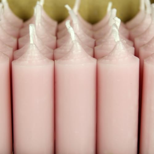 Bütic GmbH Stabkerzen durchgefärbt 100mm x Ø 22mm, Kerzen hochgereinigt, Brenndauer 4h, geruchsneutral, rußarm mit rückstandsfreiem Abbrand, Farbe:Pastell Rosa, Set mit:25 Stück von Bütic GmbH