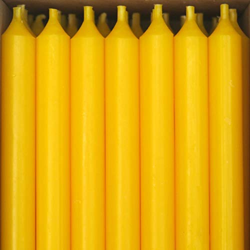 Bütic GmbH durchgefärbte Stabkerzen 110mm x Ø 13mm - Kerzen mit rückstandsfreiem Abbrand, Farbe:Gelb, Set mit:16 Stück von Bütic GmbH