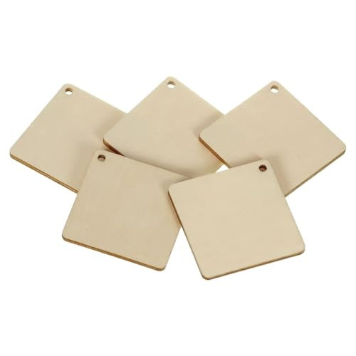 Holz Quadrate mit gerundeten Ecken + Loch Ecke - 1-60cm Streudeko Basteln Deko, Pack mit:50 Stück, Höhe x Breite:7x7cm von Bütic GmbH