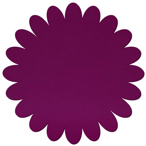 Aubergine-farbener Filz Untersetzer Blume V3 - Deko Basteln 3-60 cm, Pack mit:10 Stück, Höhe x Breite:45x45cm von Bütic