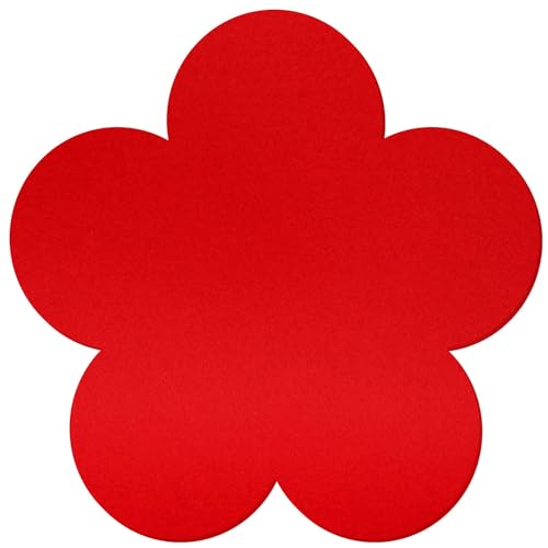 Roter Filz Untersetzer Blume V2 - Deko Basteln 3-60 cm, Pack mit:10 Stück, Höhe x Breite:60x60cm von Bütic