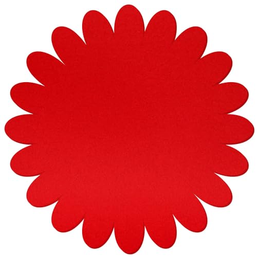 Roter Filz Untersetzer Blume V3 - Deko Basteln 3-60 cm, Pack mit:10 Stück, Höhe x Breite:48x48cm von Bütic