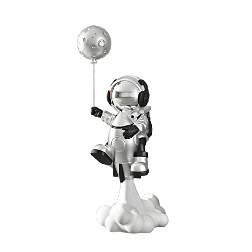 Büttner Astronaut Raumfahrer Spaceman auf Rakete Statue für Wohnzimmer aus Polyresin Weltraumfigur Dekofigur Groß Science Fiction - Silber - 130cm von Büttner Art of Living since 1893