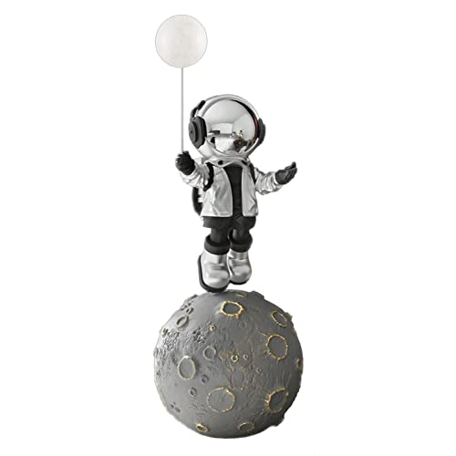 Büttner Astronaut Raumfahrer Spaceman auf dem Mond Statue für Wohnzimmer aus Polyresin Weltraumfigur Dekofigur Groß Science Fiction - Silber- 140cm von Büttner Art of Living since 1893