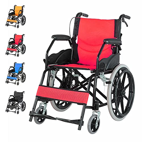 Bueuwe Leicht Faltbar Rollstuhl mit Trommelbremse, Reiserollstuhl für Behinderte, Leichtgewicht Schmal Rollstühle mit Selbstantrieb, Belastbarkeit 150 kg, Sitzbreite 44.5 cm,Rot Bueuwe Leicht Faltbar Rollstuhl mit Trommelbremse, Reiserollstuhl für Behinderte, Leichtgewicht Schmal Rollstühle mit Selbstantrieb, Belastbarkeit 150 kg, Sitzbreite 44.5 cm,Rot von Bueuwe
